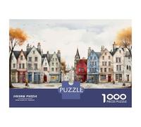 1000 Piece Jigsaw Puzzles for Adults Jigsaw Cozy Village Scene with Colorful Houses Puzzles for Adults Anti-Stress Toys Presents for Women Fun Activities at Home 38x26cm/1000pcs