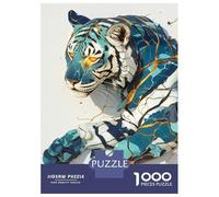 1000 Piece Jigsaw Puzzles for Adults Jigsaw Cracked Tiger with Blue And Gold Accents Jigsaws for Adults DIY Toys Birthday Present Challenging Game Gifts 38x26cm/1000pcs