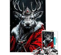 1000 Piece Jigsaw Puzzles for Adults Jigsaw Crimson Deer King Adult Jigsaw Puzzle Hands-on Game Stress Reliever Christmas Birthday Gifts (Size 38x52cm)