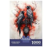 1000 Piece Jigsaw Puzzles for Adults Jigsaw Crow Ravens Ink Puzzles for Adults Relax Games Birthday Present Christmas Birthday Gifts 52x38cm/1000pcs