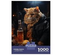 1000 Piece Jigsaw Puzzles for Adults Jigsaw Cute Fat Cat Bar Puzzles for Adults Relax Games Birthday Present Christmas Birthday Gifts 38x26cm/1000pcs