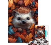 1000 Piece Jigsaw Puzzles for Adults Jigsaw Cute Hedgehog in Autumn Leaves Jigsaws for Adults Relax Games Analysis And Logic Fun Activities at Home (Size 50x75cm)