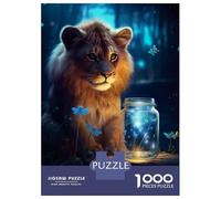 1000 Piece Jigsaw Puzzles for Adults Jigsaw Cute Lion Luminous Glow Jigsaws for Adults Toy Wall Decor Staycation Kill Time Unique Birthday And Xmas Gifts 70x50cm/1000pcs