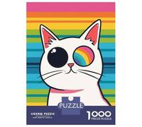 1000 Piece Jigsaw Puzzles for Adults Jigsaw Cute Rainbow Cartoon Cat Puzzles for Adults Anti-Stress Toys But Fun And Humorous Challenging Game Gifts 70x50cm/1000pcs