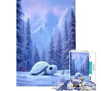 1000 Piece Jigsaw Puzzles for Adults Jigsaw Cute Turtle in Winter Wonderland Practical Game Toy Intellectual Game Art Work Gifts Birthday Present (Size 50x75cm)