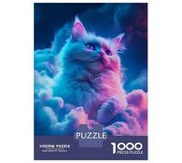 1000 Piece Jigsaw Puzzles for Adults Jigsaw Cute White Night Cat Jigsaws for Adults Toy Wall Decor Staycation Kill Time Unique Birthday And Xmas Gifts 52x38cm/1000pcs