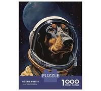 1000 Piece Jigsaw Puzzles for Adults Jigsaw Dachshund The Astronaut Puzzles for Adults Brain Teaser Game Enhance Memory Fun Activities at Home 38x26cm/1000pcs