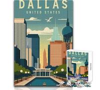 1000 Piece Jigsaw Puzzles for Adults Jigsaw Dallas Texas United States Challenging Game Toys Pattern Assembly Gift Birthday Size 38x26cm