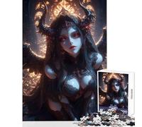 1000 Piece Jigsaw Puzzles for Adults Jigsaw Dark Angel with Horns Educational Toy Great Gift Relax Games Fun at Home Activities, size 38x52cm