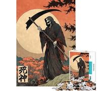1000 Piece Jigsaw Puzzles for Adults Jigsaw Death God in Japanese Woodblock Style Practical Game Toy Intellectual Game Art Work Gifts Birthday Present (Size 38x52cm)