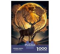 1000 Piece Jigsaw Puzzles for Adults Jigsaw Deer Moon Landscape Teenager Puzzles Relaxing Games Hand Speed Race Christmas Birthday Gifts 38x26cm/1000pcs