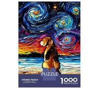 1000 Piece Jigsaw Puzzles for Adults Jigsaw Dog Starry Night Beagle Puzzles for Adults Brain Teaser Game Enhance Memory Fun Activities at Home 52x38cm/1000pcs
