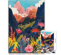 1000 Piece Jigsaw Puzzles for Adults Jigsaw Dolomites Mountain Valley Flowers Italy Challenging Game Toys Pattern Assembly Gift Birthday Size 50x75cm