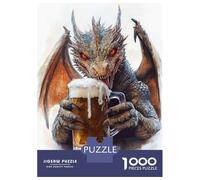 1000 Piece Jigsaw Puzzles for Adults Jigsaw Dragon Drinking Beer Adult Puzzles Toy Wall Decor Presents for Women Christmas Birthday Gifts 70x50cm/1000pcs