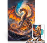 1000 Piece Jigsaw Puzzles for Adults Jigsaw Dragon Over City Präzisionsschnitt einzigartiges Herausforderungsspiel52x38cm