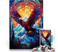 1000 Piece Jigsaw Puzzles for Adults Jigsaw Eagle Stained Glass Games Toys Gift with Fully Interlocking Randomly Shaped Pieces 26x38cm