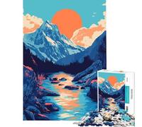 1000 Piece Jigsaw Puzzles for Adults Jigsaw Early Morning Snow Mountain River Minimalist Art Illustration Hands-on Game Learning Educational Toys Birthday Gifts for The Whole Family P