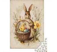 1000 Piece Jigsaw Puzzles for Adults Jigsaw Easter Basket with Bunny And Chick Jigsaw for Adults Relax Games Improve Memory Challenging Game Gifts 52x38cm/1000pcs