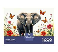 1000 Piece Jigsaw Puzzles for Adults Jigsaw Elephant Butterfly Garden Wall Art Jigsaws for Adults Relaxing Games Analysis And Logic Fun at Home Activities, 52x38cm/1000pcs