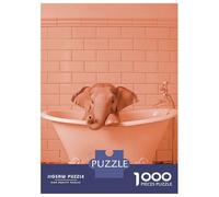 1000 Piece Jigsaw Puzzles for Adults Jigsaw Elephant in A Bathtub Teenager Puzzles Relaxing Games Hand Speed Race Christmas Birthday Gifts 52x38cm/1000pcs