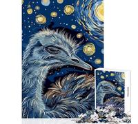 1000 Piece Jigsaw Puzzles for Adults Jigsaw Emu in Starry Night Style Relaxing Games For Family Fun Home Decoration Toys Help The Brain Exercise (75X50CM)