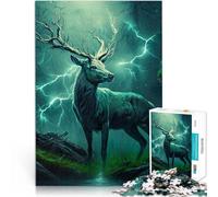1000 Piece Jigsaw Puzzles for Adults Jigsaw Enchanted Deer in Storm Made of cardboard,for and 14 years and over Interesting stress reduction Family Games Christmas Birthday Gifts 。size:26x38cm