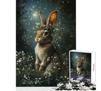 1000 Piece Jigsaw Puzzles for Adults Jigsaw Enchanted Rabbit with Floral Crown Anti-Stress Toys Gifts for Women Men Family Game Fun Activities at Home size 38x26cm