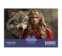 1000 Piece Jigsaw Puzzles for Adults Jigsaw Fantasy Wolf Queen Art Print Puzzles for Adults Anti-Stress Toys Presents for Women Fun Activities at Home 52x38cm/1000pcs