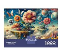 1000 Piece Jigsaw Puzzles for Adults Jigsaw Fantasy World with Flowers And Butterflies Jigsaw for Adults Relax Games Improve Memory Challenging Game Gifts 52x38cm/1000pcs