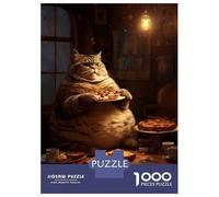 1000 Piece Jigsaw Puzzles for Adults Jigsaw Fat Cat Pet Eats Food Cake Teenager Puzzles Relaxing Games Hand Speed Race Christmas Birthday Gifts 38x26cm/1000pcs