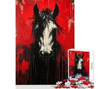 1000 Piece Jigsaw Puzzles for Adults Jigsaw Fierce Stallion Bold Expressionist Horse Portrait Practical Game Family Activities Anti-Stress Toys Gifts for Friends And Family (38X52CM)