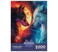 1000 Piece Jigsaw Puzzles for Adults Jigsaw Fire And Ice Wolf Puzzles for Adults Anti-Stress Toys But Fun And Humorous Challenging Game Gifts 38x26cm/1000pcs
