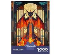 1000 Piece Jigsaw Puzzles for Adults Jigsaw Fire Dragon Stained Glass Jigsaw Puzzle Toy Wall Decor But Fun And Humorous Fun at Home Activities, 70x50cm/1000pcs