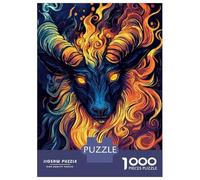 1000 Piece Jigsaw Puzzles for Adults Jigsaw Flaming Ram Wall Art Print Jigsaws for Adults Relaxing Games Analysis And Logic Fun at Home Activities, 38x26cm/1000pcs