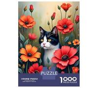 1000 Piece Jigsaw Puzzles for Adults Jigsaw Floral & Feline Harmony Puzzles for Adults Toy Wall Decor Perfect Decoration Challenging Game Gifts 52x38cm/1000pcs