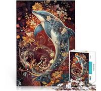 1000 Piece Jigsaw Puzzles for Adults Jigsaw “flower dolphin” Made of cardboard，for 14+ learning educational game Offered as gifts for the whole family。size：26x38cm/10.24x14.96inch
