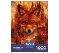 1000 Piece Jigsaw Puzzles for Adults Jigsaw Fox And Forest Double Exposure Art Puzzles for Adults Fun Games Wall Art Fun at Home Activities, 70x50cm/1000pcs