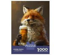 1000 Piece Jigsaw Puzzles for Adults Jigsaw Fox Drinking Beer Adult Puzzles Toy Wall Decor Presents for Women Christmas Birthday Gifts 52x38cm/1000pcs