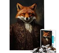 1000 Piece Jigsaw Puzzles for Adults Jigsaw Fox Gentleman Fox in Victorian Adult Jigsaw Relaxing Games Staycation Kill Time Fun at Home Activities, (Size 75x50cm)