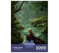 1000 Piece Jigsaw Puzzles for Adults Jigsaw Fox in A Boat on River Puzzles for Adults Relax Games Birthday Present Christmas Birthday Gifts 70x50cm/1000pcs