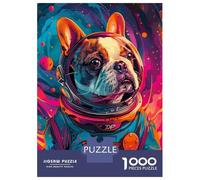 1000 Piece Jigsaw Puzzles for Adults Jigsaw French Bulldog Astronaut Jigsaws for Adults Toy Wall Decor Staycation Kill Time Unique Birthday And Xmas Gifts 38x26cm/1000pcs