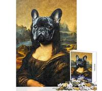 1000 Piece Jigsaw Puzzles for Adults Jigsaw French Bulldog Mona Lisa Educational Games Home Art Decor DIY Toys Help The Brain Exercise (26X38cm)