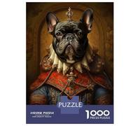 1000 Piece Jigsaw Puzzles for Adults Jigsaw French Bulldog The King Puzzles for Adults Relax Games Birthday Present Christmas Birthday Gifts 70x50cm/1000pcs