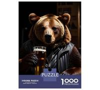 1000 Piece Jigsaw Puzzles for Adults Jigsaw Funny Drinking Bear Jigsaws for Adults Toy Wall Decor Staycation Kill Time Unique Birthday And Xmas Gifts 52x38cm/1000pcs