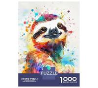 1000 Piece Jigsaw Puzzles for Adults Jigsaw Funny Sloth Watercolor Jigsaws for Adults Toy Wall Decor Staycation Kill Time Unique Birthday And Xmas Gifts 52x38cm/1000pcs