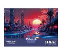 1000 Piece Jigsaw Puzzles for Adults Jigsaw Future City Sunset Neon Lights Jigsaws for Adults Relaxing Games Analysis And Logic Fun at Home Activities, 38x26cm/1000pcs