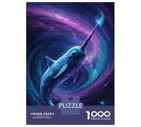 1000 Piece Jigsaw Puzzles for Adults Jigsaw Galactic Narwhal - Cosmic Whale Fantasy Digital Art Puzzles for Adults Anti-Stress Toys But Fun And Humorous Challenging Game Gifts 38x26cm/1000pcs