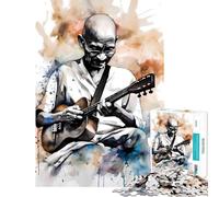 1000 Piece Jigsaw Puzzles for Adults Jigsaw Gandhi Playing Ukulele 1000 Jigsaw Puzzle Home Decoration Toys Birthday Present Challenging Family Fun Game (50x75cm)