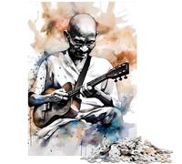 1000 Piece Jigsaw Puzzles for Adults Jigsaw Gandhi Playing Ukulele Help The Brain Exercise For Family Fun Educational Toy for And 14 Years And over (50x75cm)