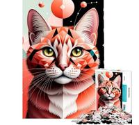 1000 Piece Jigsaw Puzzles for Adults Jigsaw Geometric Cat Portrait Help The Brain Exercise Precision Cutting Impossible Game Suitable for Ages 14 And Up (38x26cm)